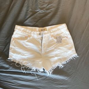 Free People White Good Vibrations Cut Off Shorts